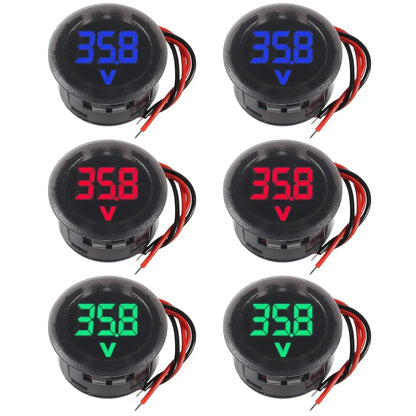 2/4pcs DC 4-100V Car Voltage Gauge LED Digital Display 12V 24V Waterproof Voltmeter Round Voltage Meter Volt Detector Tester Beauty Trend Shop