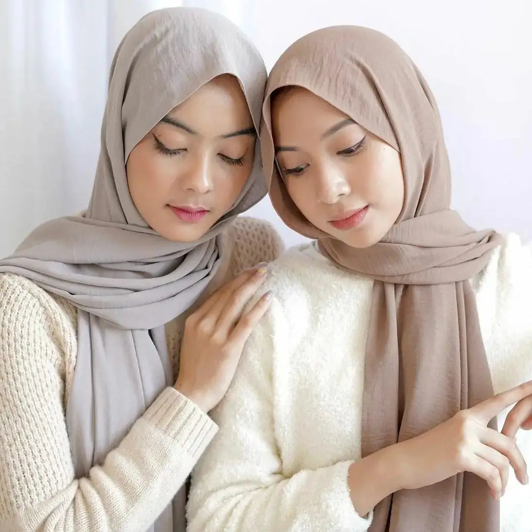 Premium Velvet Satin Chiffon Hijab Scarf Women Luxury Soft Plain Shawl For Women Muslim Hijabs Turban Femme Chic  Ramadan Beauty World Shop