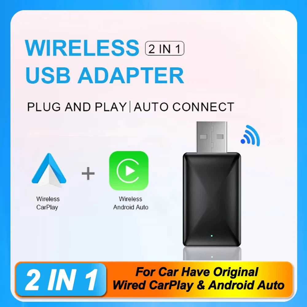 XUDA 2 in1 Wired to Wireless CarPlay Android Auto Adapter for OEM Car Stereo With USB Dongle Smart Mini Box Plug and Play Blueto Beauty World Shop