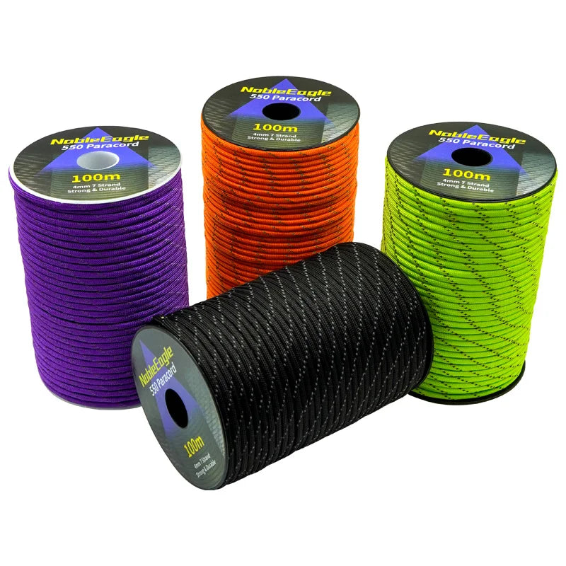 Reflective Paracord Military 7 Strand 4mm 550 Tactical Parachute Cord Camping Tent Lanyard DIY Bracelet Weaving Rope Beauty World Shop