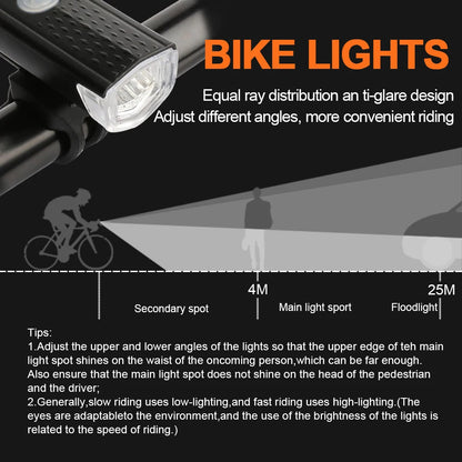 USB Rechargeable Bike Light Front Light Red Taillight Easy to Install 3 Modes Bicycle Accessories for the Bicycle Beauty World Shop