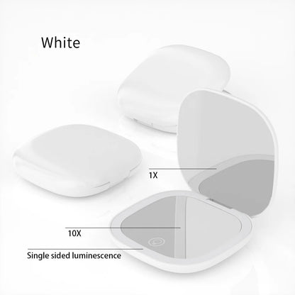 Mini Compact Foldable Pocket Hand Led Makeup Mirror With Led Light 5x/10x Magnification Rechargeable And Small Beauty World Shop