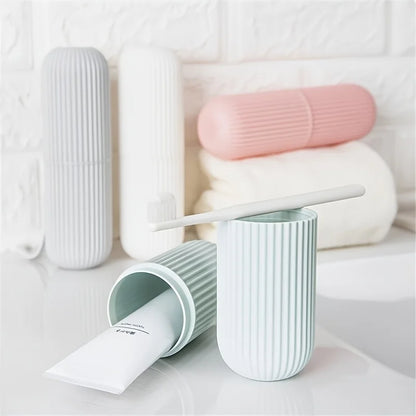 Travel Toothbrush Set: Portable case, rinse cup & toothpaste holder included. Alcohol-free, compact for easy on-the-go oral care Beauty World Shop