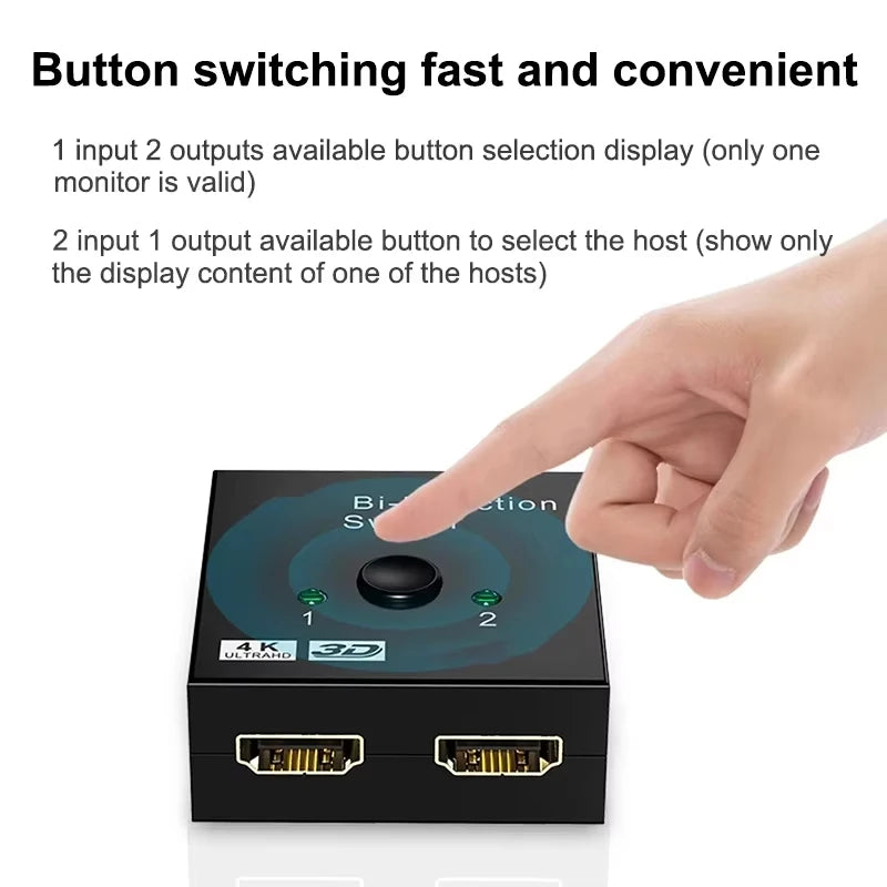Switch Bi-Direction 2.0 Splitter HDMI-compatible 1x2/2x1 Adapter 2 in 1 out Converter for 4K Switcher PS4 Pro/4/3 TV Box  ﻿ Beauty World Shop