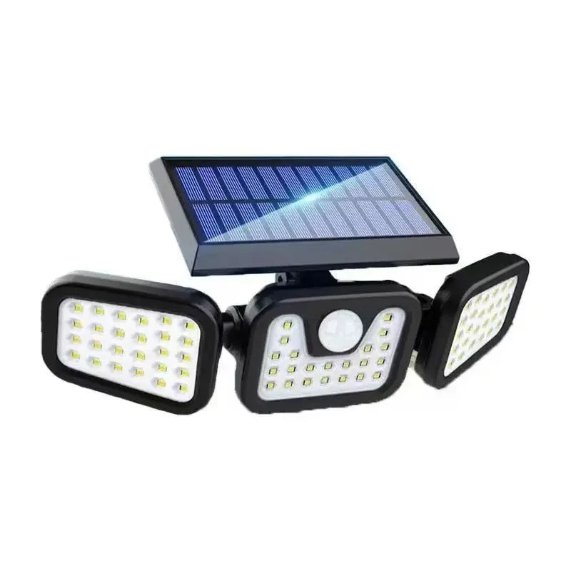 Led Solar Light Outdoor Motion Sensor Human Body Sensing Adjustable Head Ip65 Waterproof Solar Three Head Wall Lamp Garden Beauty World Shop