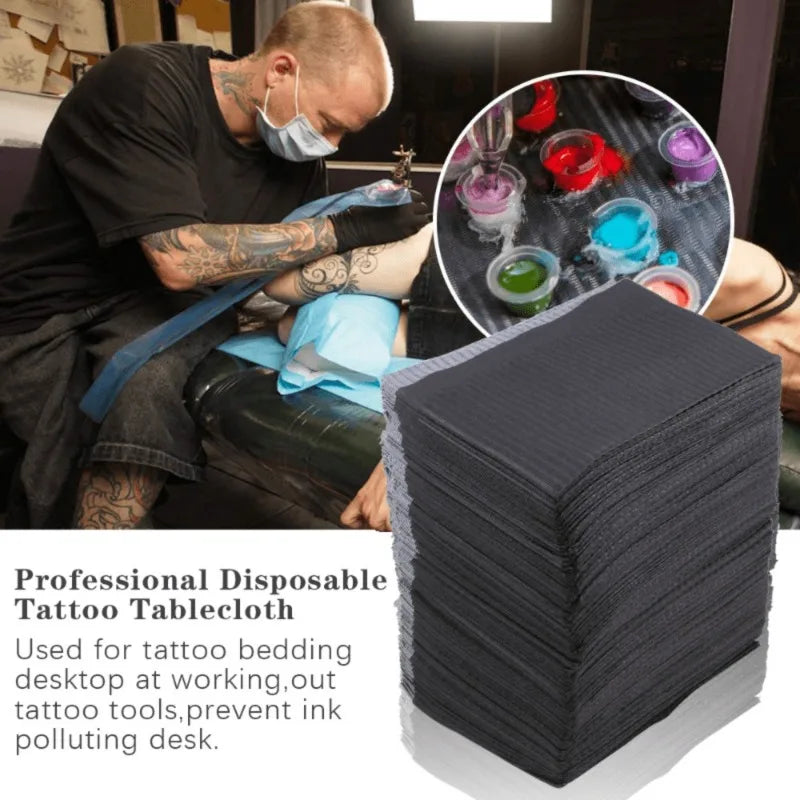 20/50/125PCS Black Tattoo Tabletop Cover Disposable Bed Sheet Fabric Waterproof Stain Resistant Cleaning Table Mat Beauty World Shop