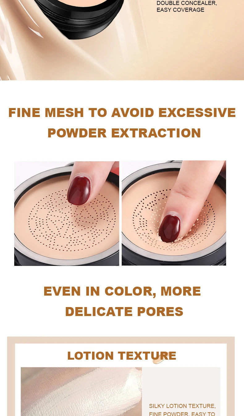 Ocheal BB Cream Air Cushion Compact Make Up Foundation Concealer Cream for Face Cosmetics Makeup Mushroom Head Puff Beauty World Shop