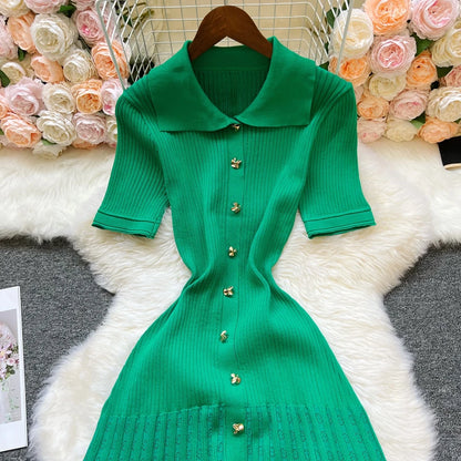 YuooMuoo Brand Fashion Vintage Turn-down Collar Knit Maxi Dress Elegant Single-breasted A-line Long Shirt Dress Lady Vestidos Beauty World Shop