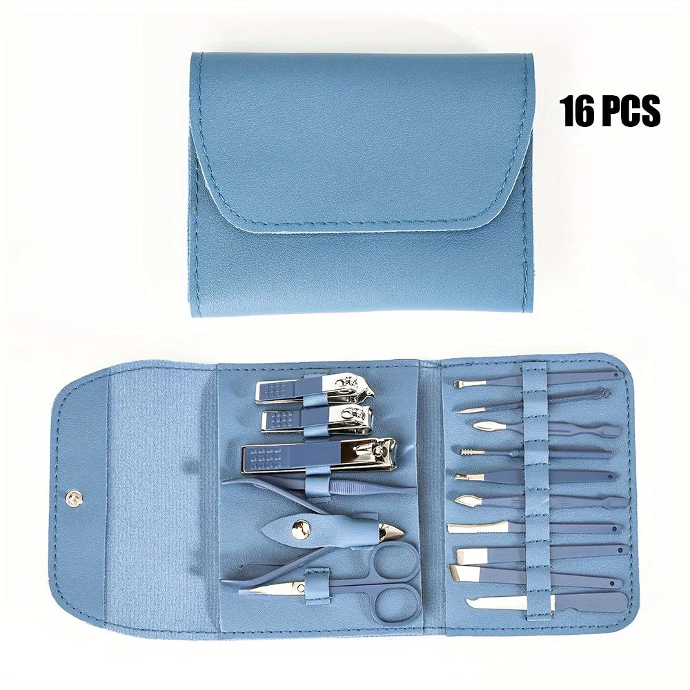 16pcs Professional Nail Clippers and Cuticle Nippers Set with Travel Case Manicure Set Pedicure Sets Nail Clippers Beauty World Shop