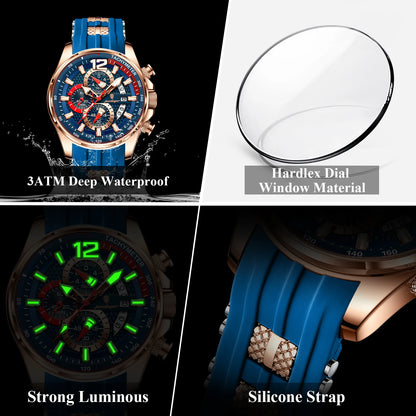 POEDAGAR Luxury Watch For Men Date Chronograph Luminous Waterproof Silicone Male Watch Fashion Sports Quartz Men's Watches Reloj Beauty World Shop