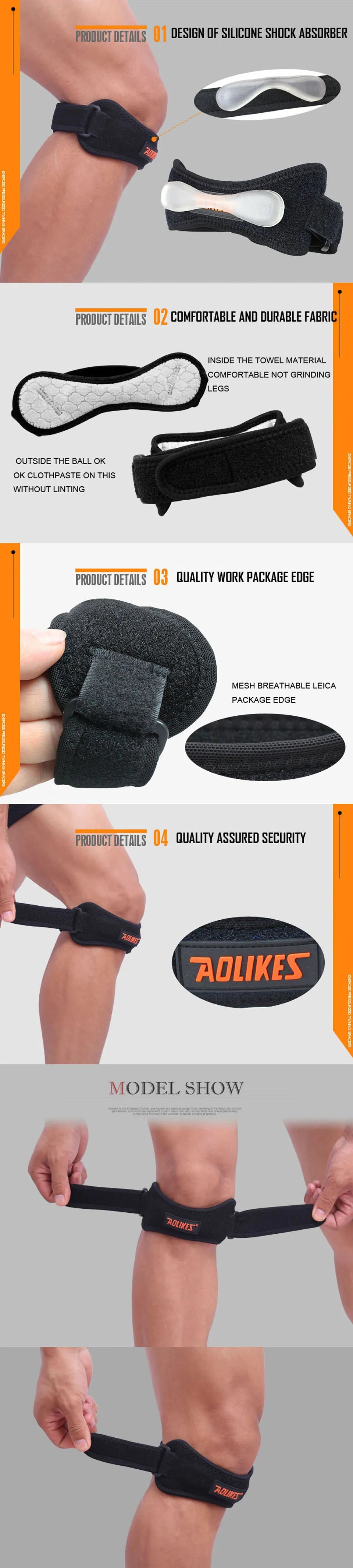 AOLIKES 1PCS Knee Braces for Knee Pain,Patella Knee Support Strap,Adjustable Patellar Tendon Stabilizer Band for Basketball Beauty World Shop