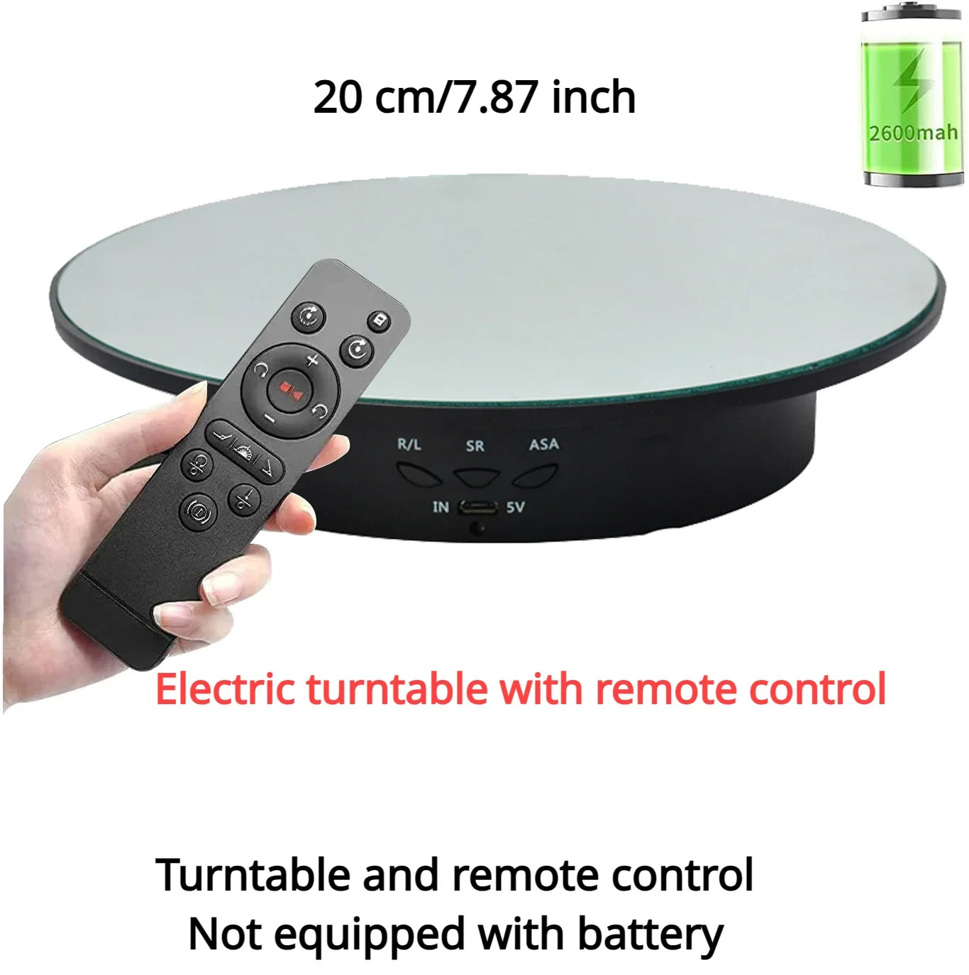 7.87 Inch 360 Degree Electric Rotating Stand with Remote Control for Jewelry Display,Photography and Video,3-position Adjustment Beauty World Shop
