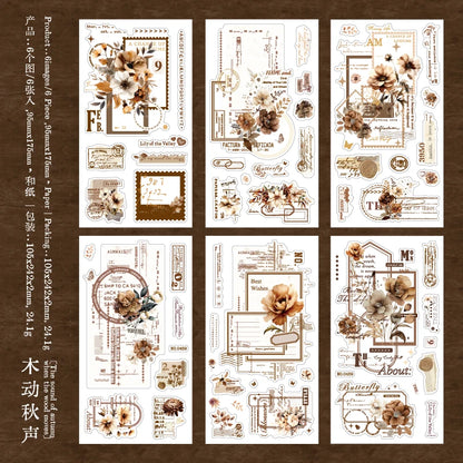 Journal GO 6pcs Flower Shadow Decorative Sticker Fresh Plant Flowers Collage Scrapbooking Label Diy Diary Journal Planner Label Beauty World Shop
