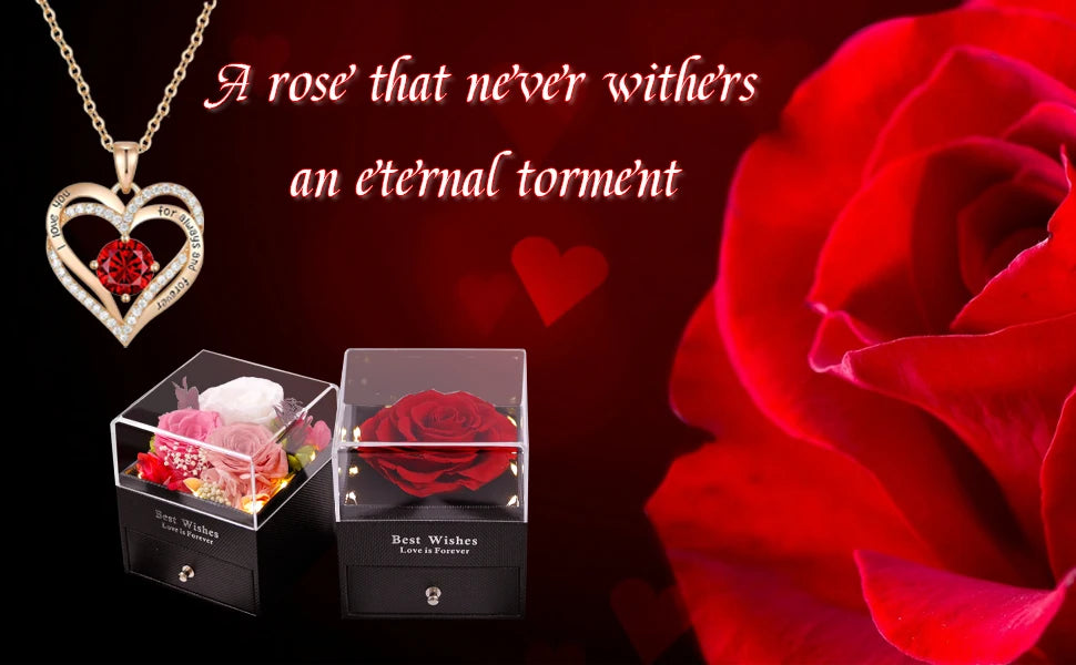  Necklace - Luxurious Rose Gift Box, Perfect for Valentine's Day, Mother's Day, Anniversary, Birthday, and Any Special Occasion  Beauty World Shop