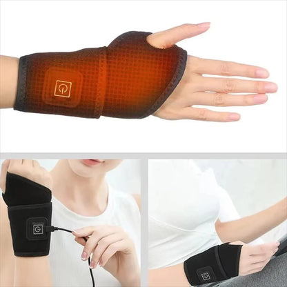 2026 Electrically heated wrist brace with adjustable and breathable black strap for sports and hand joint protection tools  USB Beauty World Shop