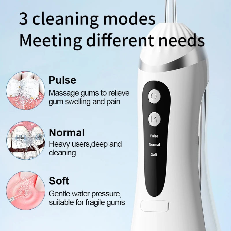 Portable Oral Irrigator 200ML Water Flosser Teeth Whitening 3 Modes Rechargeable Waterproof IP65 Dental Care Jet Floss Beauty World Shop