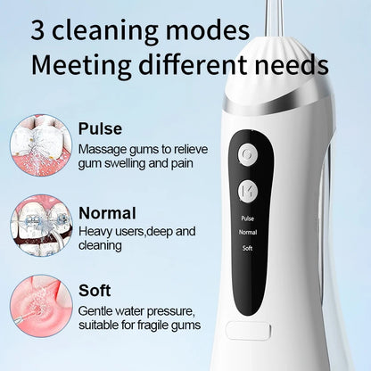 Portable Oral Irrigator 200ML Water Flosser Teeth Whitening 3 Modes Rechargeable Waterproof IP65 Dental Care Jet Floss Beauty World Shop