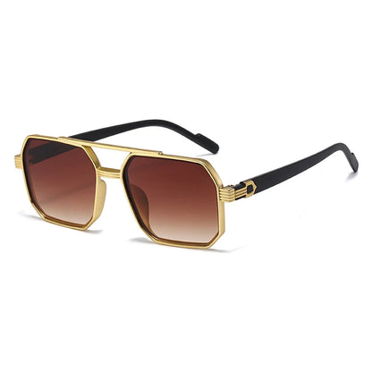 Hiking New Fashion Double Beam Polygonal Anti Light Glasses Retro Personalized Trendy Large Frame Eyewear European and American Beauty World Shop