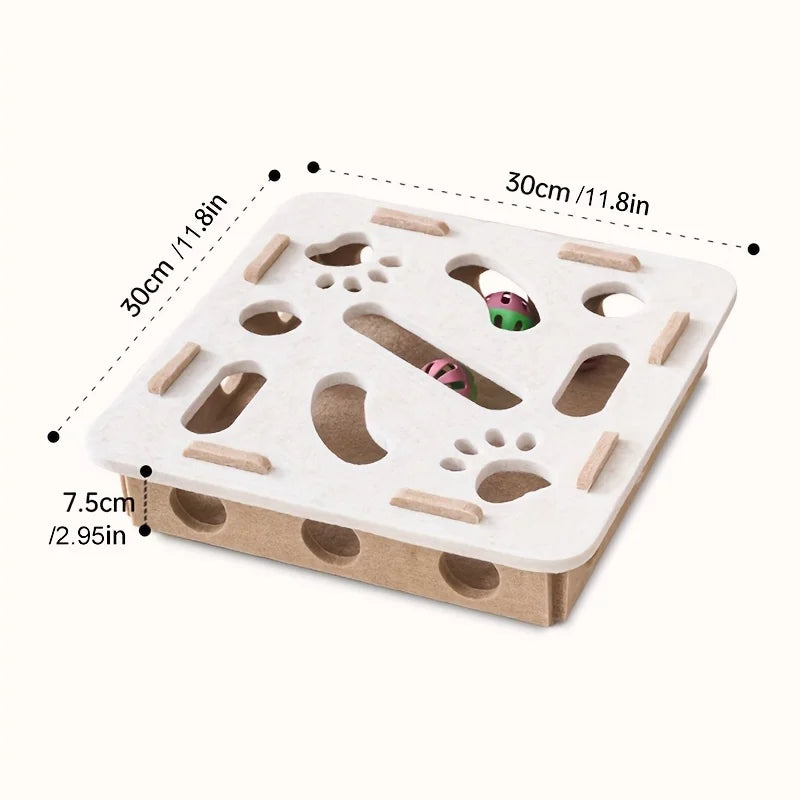 Interactive Cat Puzzle Toy Felt Toy Box with Maze Tunnel Bell Ball Indoor Entertainment Cat Toy Beauty World Shop