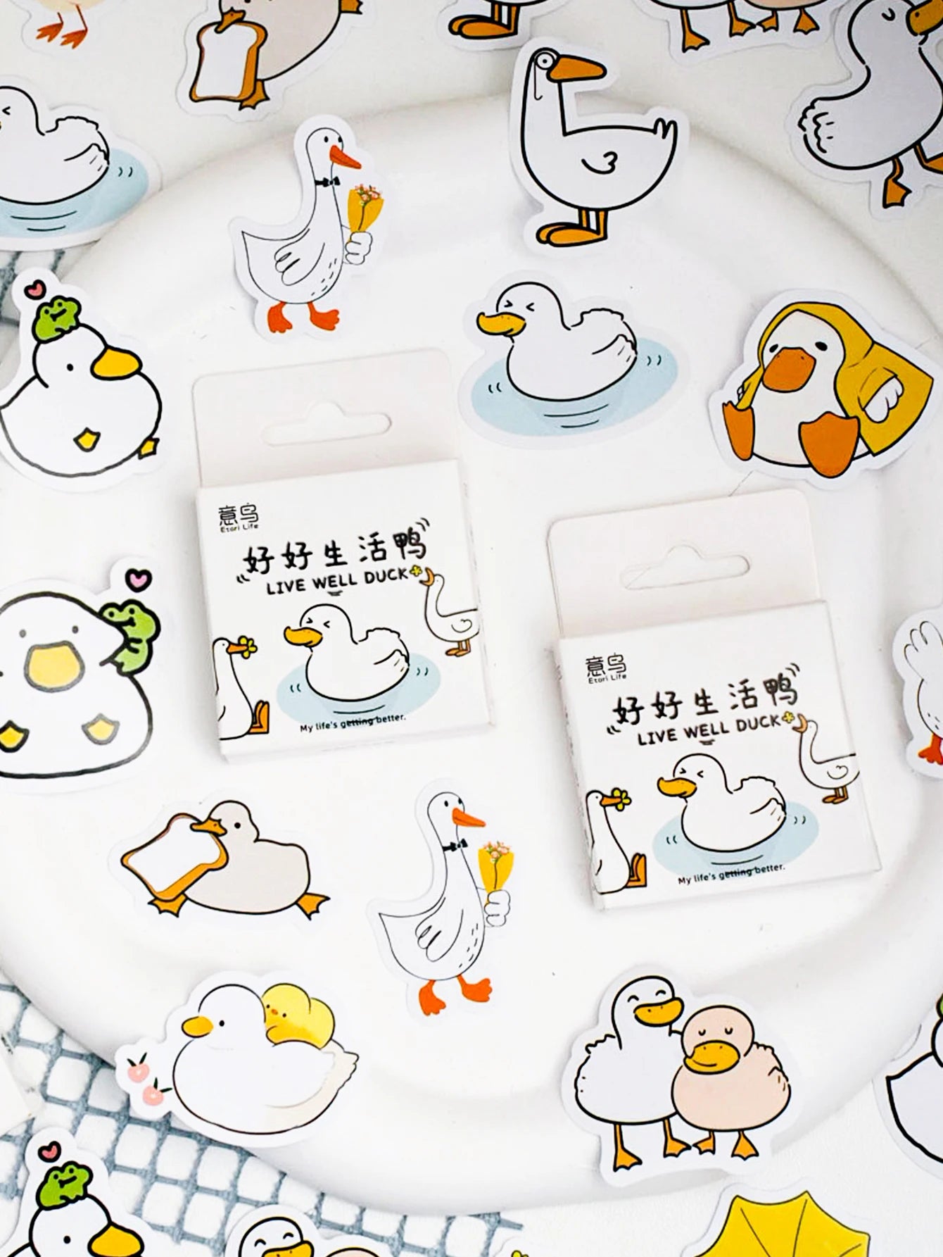 Etori Life46pcs/pack Good Life Duck Album decorative stickers Self-adhesive stickers for DIY student stationery notebook diary Beauty World Shop