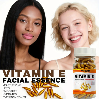 Vitamin E Deep Moisturizing Capsule Essence, Hydrates and Smooths Skin, Contains Plant-Based Squalane, Vitamin C, Deep Hydration and Skin Brightening Essence (0.4Gx90 Capsules)/Bottle-1 Bottle Beauty World Shop
