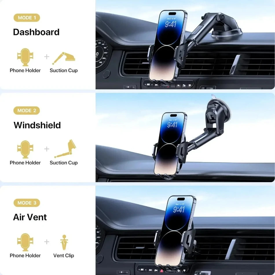 360° Windshield Car Phone Holder Car Dashboard Mobile Cell Support Bracket Universal Sucker for iPhone 16 15 14 Samsung Xiaomi Beauty World Shop