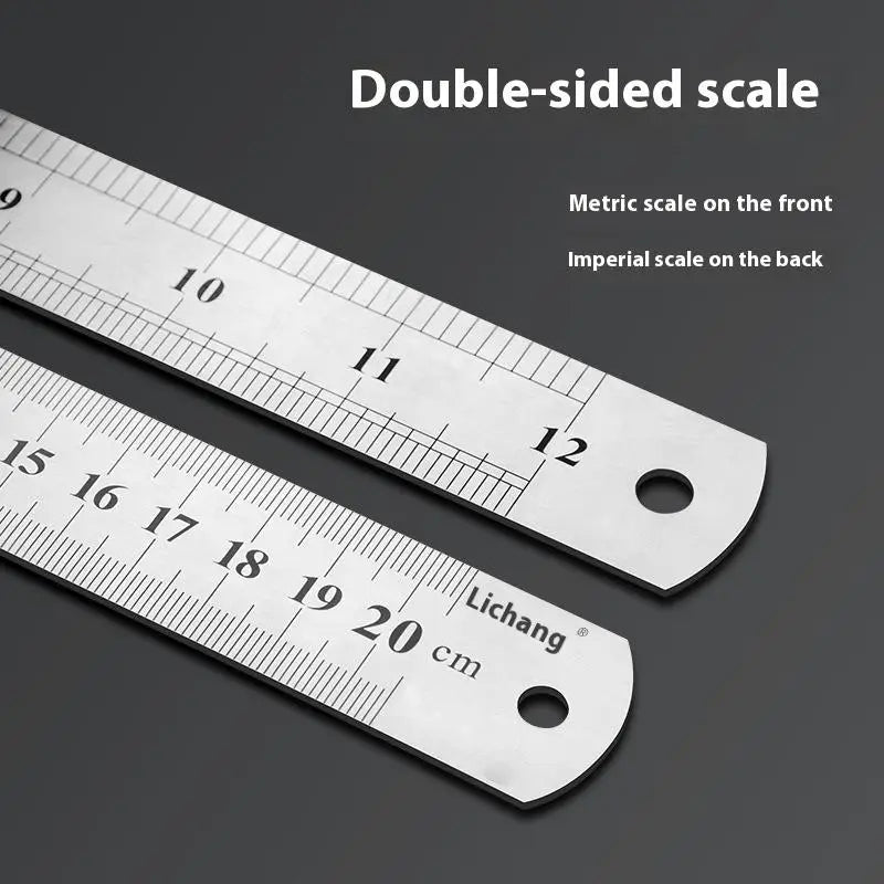 1Pcs 15/20/30/40/50/60100cm Stainless Steel Metal Straight Ruler For Home School Precision Measuring Tool Drawing Tool Supplies Beauty World Shop