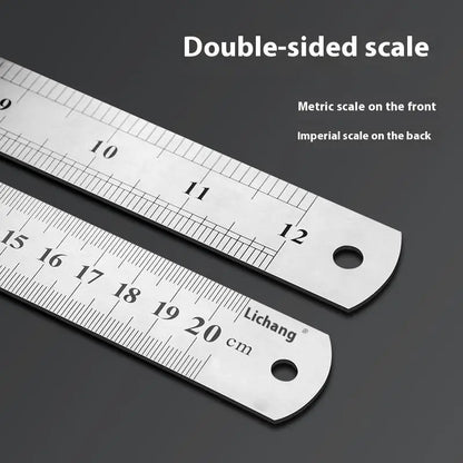 1Pcs 15/20/30/40/50/60100cm Stainless Steel Metal Straight Ruler For Home School Precision Measuring Tool Drawing Tool Supplies Beauty World Shop