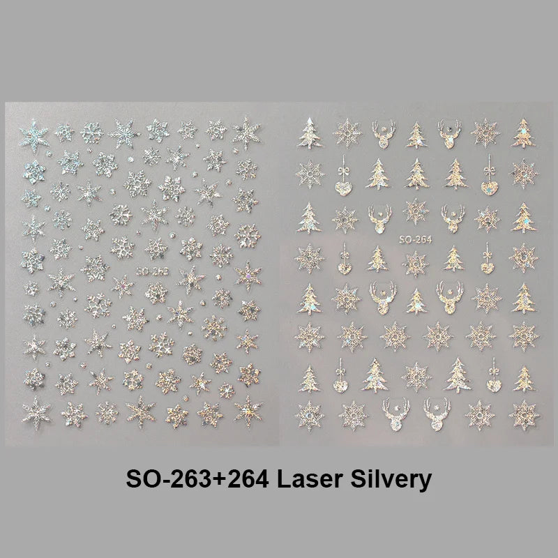2pc Holographic Christmas Nail Art Stickers Iridescent Laser Snowflake Deer Tree Winter Slider Decals New Year Manicure Supplies Beauty World Shop