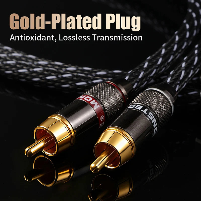 QINCROWN 6N OFC 2RCA Interconnect Cable, 24K Gold-Plated Plugs HiFi Audiophile for Amp DAC Preamp Home Audio Gear Beauty World Shop
