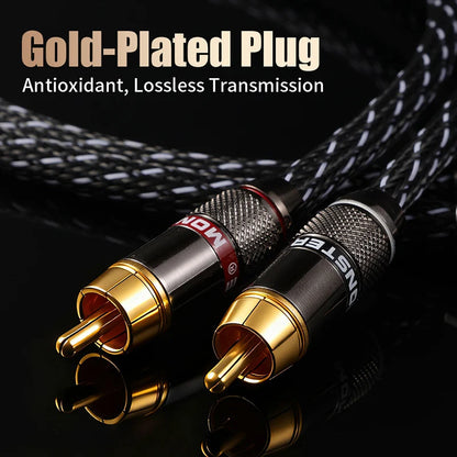 QINCROWN 6N OFC 2RCA Interconnect Cable, 24K Gold-Plated Plugs HiFi Audiophile for Amp DAC Preamp Home Audio Gear Beauty World Shop