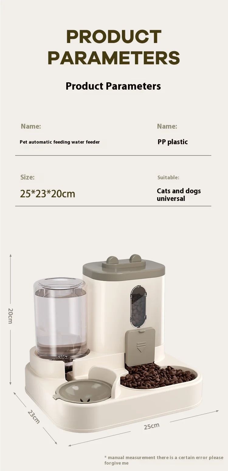 Automatic Dog Cat Feeder and Water Dispenser Gravity Food Feeder and Waterer Set with Pet Food Bowl Universal Pet Products