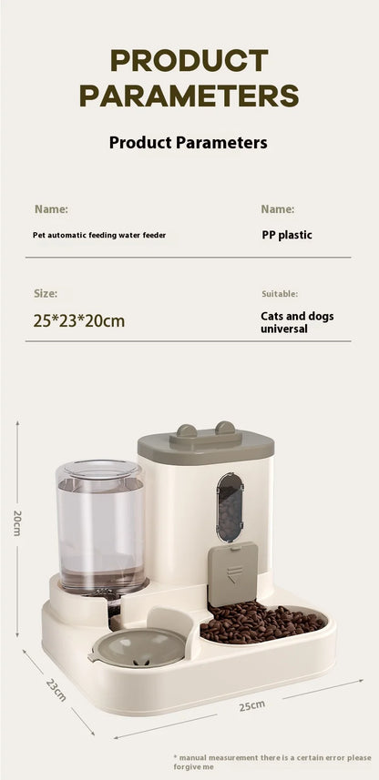 Automatic Dog Cat Feeder and Water Dispenser Gravity Food Feeder and Waterer Set with Pet Food Bowl Universal Pet Products