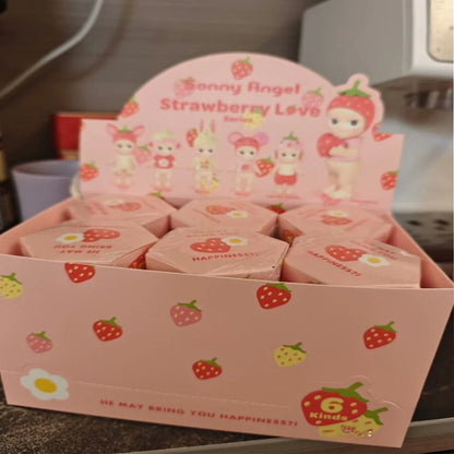 Genuine Sonny Angel Strawberry Love Series Cute Collectible Blind Box Dolls Desktop Decorations Surprise Fan Birthday Gift Toy Beauty World Shop