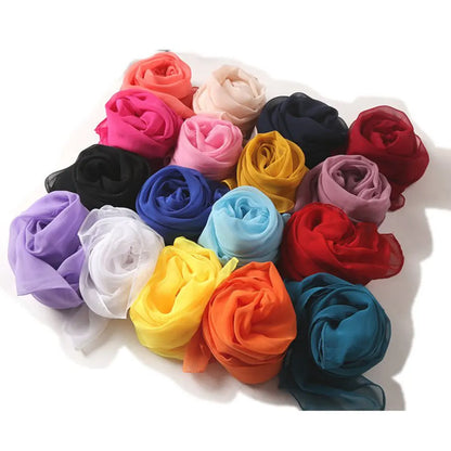 Fashion Four Seasons Women Plain Color Thin Soft Beach Thin Silky Georgette Scarf Shawls Long Wraps Beach Sunscreen Hijab Beauty World Shop
