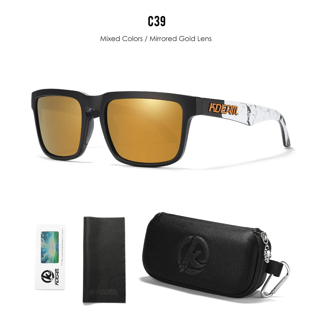 KDEAM Men's Polarized Sunglasses Square Casual Outdoors Sun Glasses Women Unisex Sunglass For Couple With Zipper Case Beauty World Shop