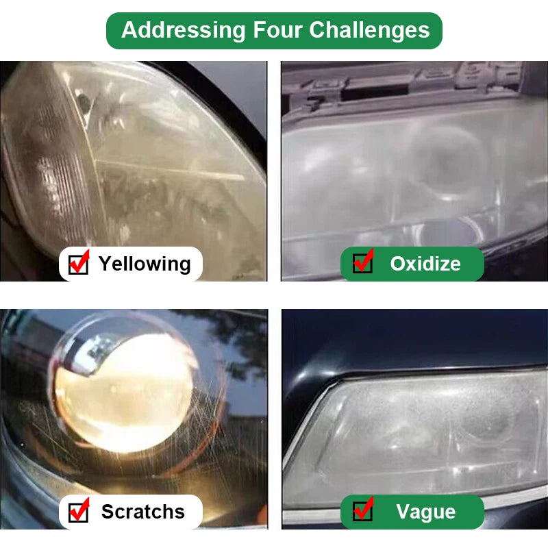 Car Headlight Restoration Polishing Kits Headlamp Scratch Remover Repair Cleaning Paste Remove Oxidation Headlight Polish Liquid Beauty Fashion