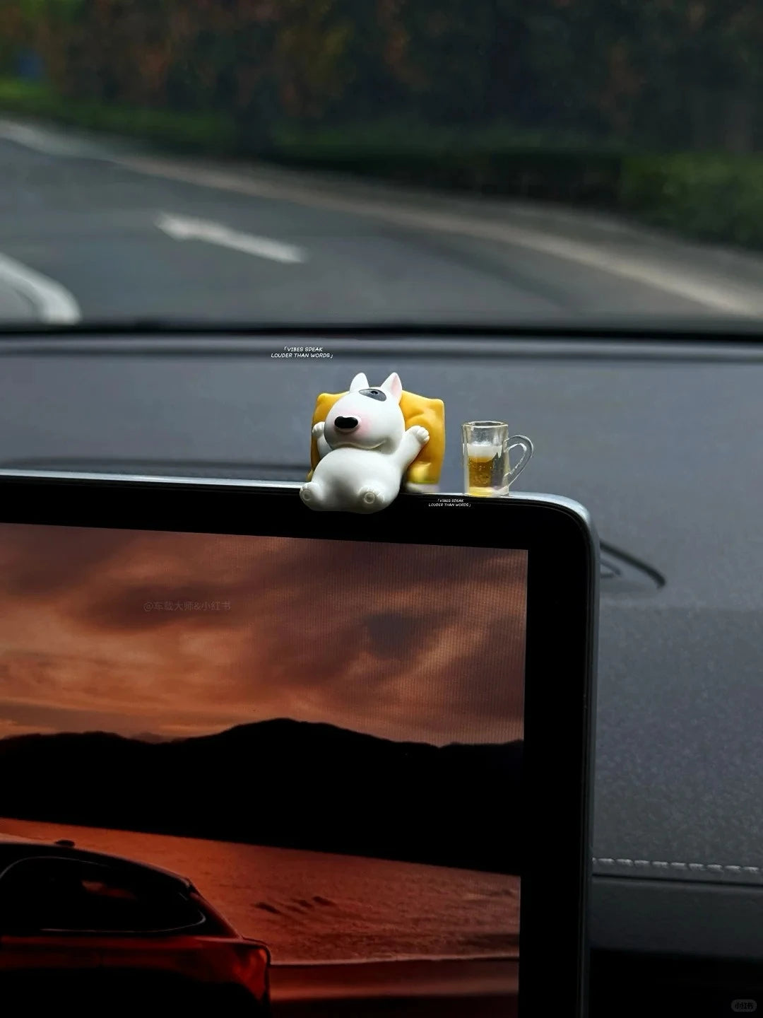 Bull Terrier Universal Car Accessories Interior Adorable Dashboard Figurine with Relaxed Pose Ornament for Tesla BMW Hyundai KIA Beauty World Shop