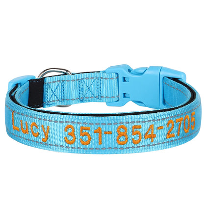 Embroidered Nylon Dog Collar Personalized Puppy Cat Collars Reflective Pet ID Collars DIY Phone Name ID For Small Large Dog Cat Beauty World Shop