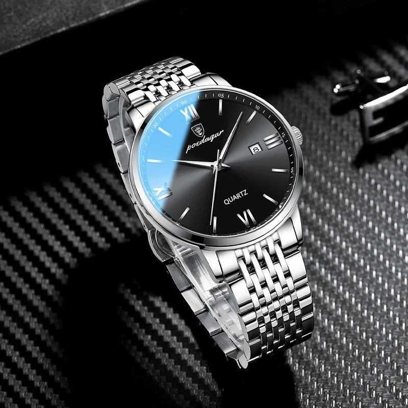 POEDAGAR Luxury Sports Men's Wristwatch Stainless Steel Waterproof Date Man Watch High Quality Casual Fashion Quartz Men Watches Beauty World Shop