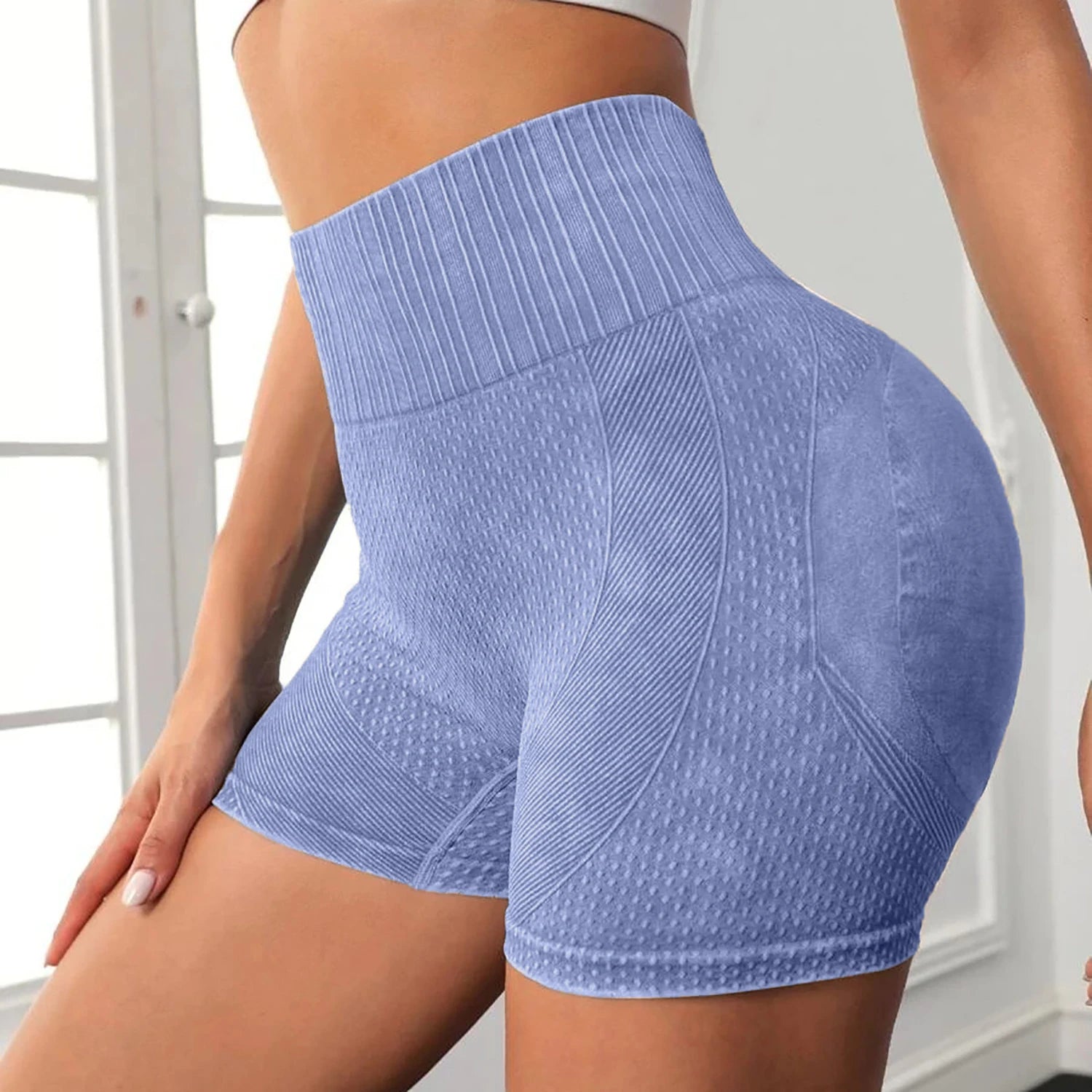 Women's Peach Booty Lifting Yoga Shorts - High-Waisted Slim-Fit Washed Workout Shorts Quick-Dry Breathable fitness apparel Beauty World Shop