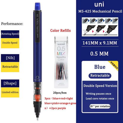 UNI KURUTOGA Mechanical Pencil M5-452 Creative Writing Continuous Sketch 0.5mm Lead Automatic Rotating Mechanical Pencil Beauty World Shop