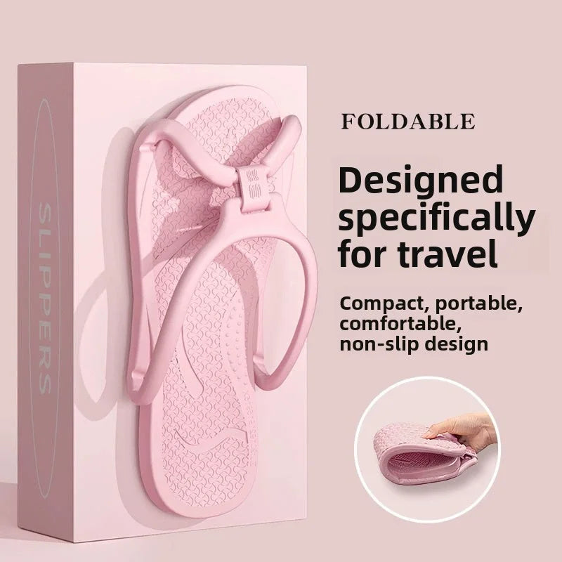 Foldable Travel Slippers Unisex EVA Flip Flops Hotel Non Slip Bathroom Indoor Outdoor Portable Lightweight Comfortable Beauty World Shop