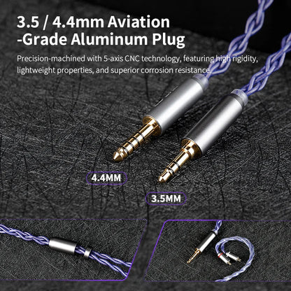 KBEAR Neon High-purity OFC Quad-cross IEM Headphone Cable 4 Core 3.5/4.4MM Balanced Replaceable HiFi Woven Structure Beauty World Shop
