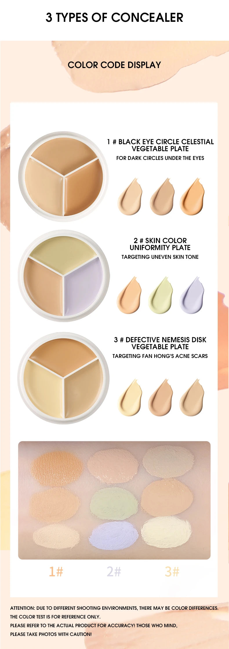 XIXI Pure Holding Makeup Three Color Concealer Spot Acne Print Repair Foundation Dark circles are not easy to stick powder Beauty World Shop