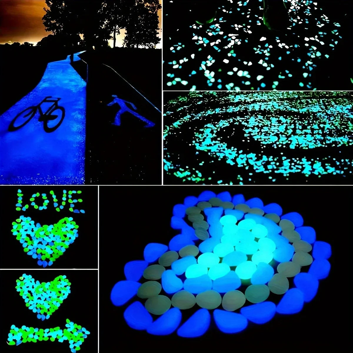 100pcs Glow In The Dark Pebbles, Resin Luminous Stones For Landscape, Garden Paths, Potted Plants, Parks, Aquarium Decor, Beauty World Shop