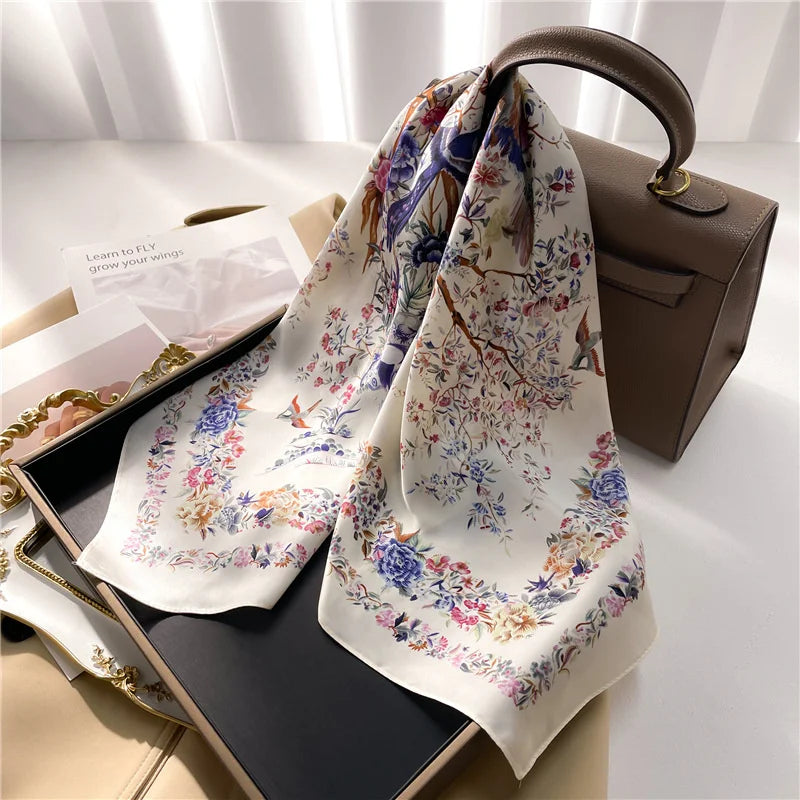 2025 New Fashion Luxury Printed Square Shawl Women 70x70cm Pashmina Silk Scarf Neck Headband Bandana Beauty World Shop