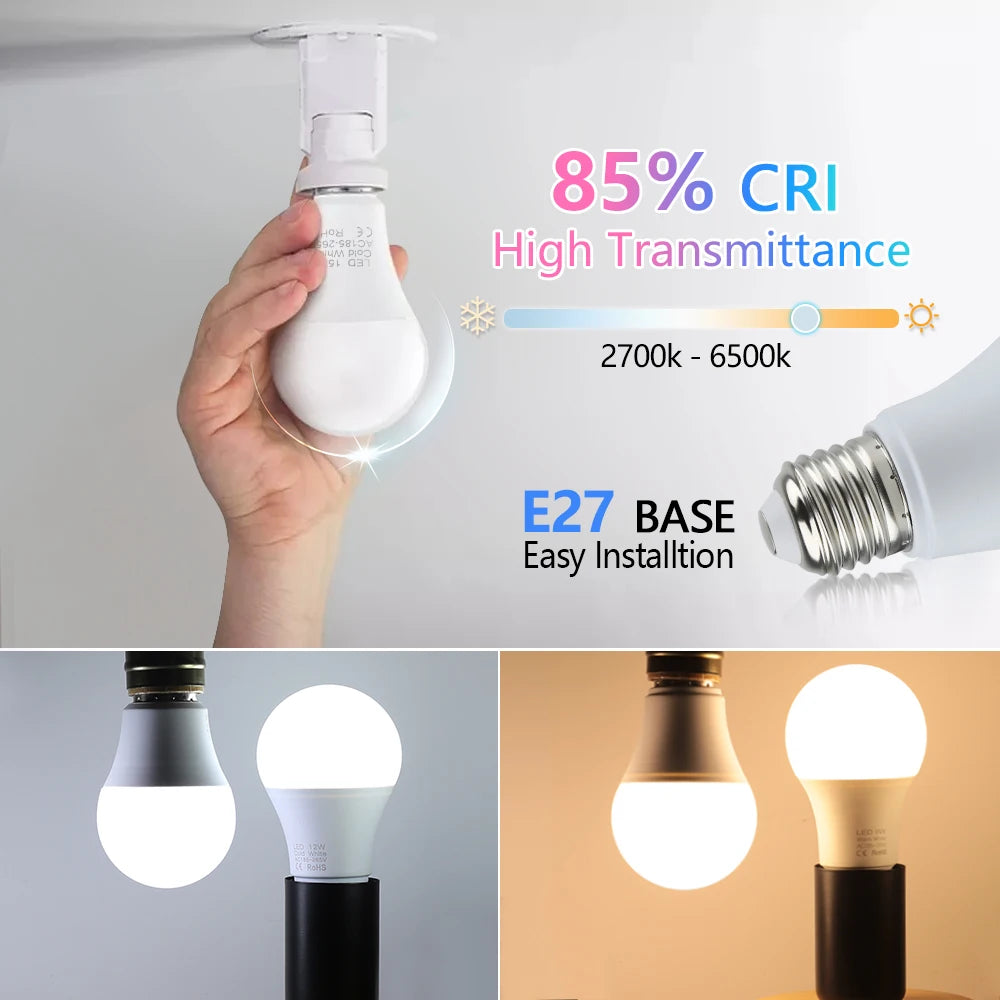 4pcs/lot E27 LED Bulb Lamps AC 220V SMD2835 3W 6W 9W 12W 15W 18W Lampada Led Light Bulbs Living Room Home Indoor LED Bombilla Beauty World Shop