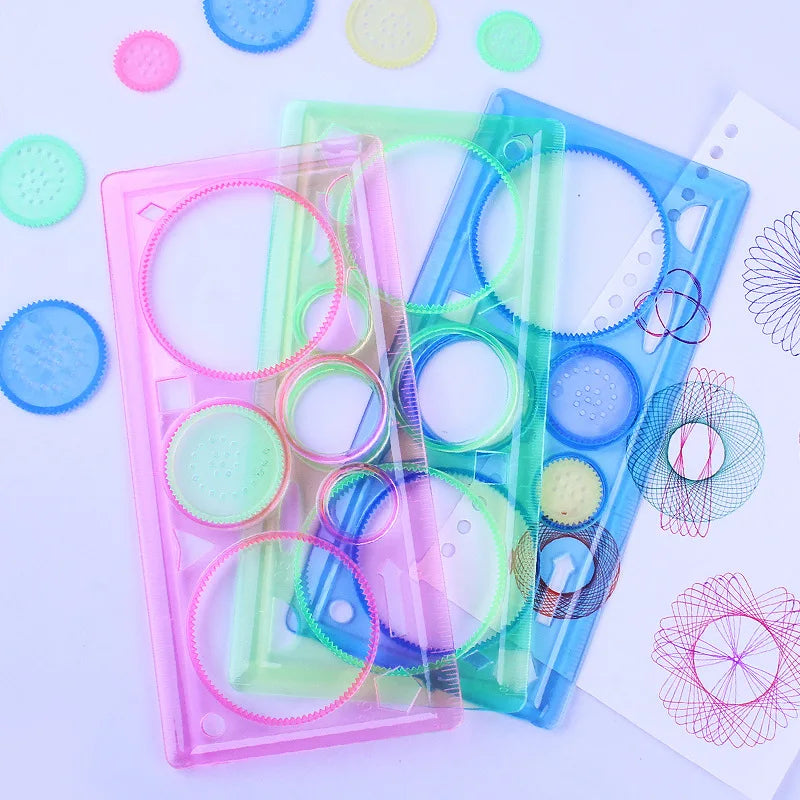 Geometry Spirograph Drawing Stencils Set Painting Template Art Crafts Creative Kids Educational Toy Variety of Flowers Ruler Beauty Fashion