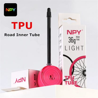 NPY 1Pcs Ultralight 28g Bike TPU Inner Tube 700X18 25 28 32 Road Bicycle TPU Material Tire 65mm Length French Valve Beauty World Shop